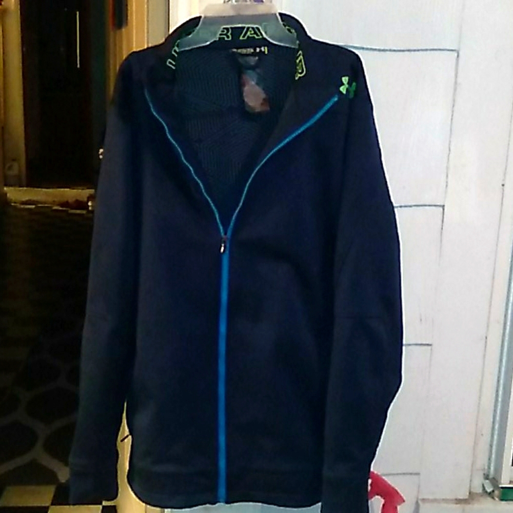 XXL under armor jacket dark blue and neon yellow